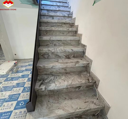 হোটেল সিঁড়ি স্টেপ এবং মেঝে প্রসাধন ইতালি নদী শিরা সঙ্গে প্রাকৃতিক বাদামী মার্বেল টাইলস