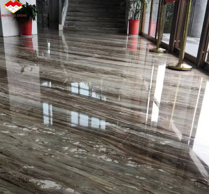 হোটেল সিঁড়ি স্টেপ এবং মেঝে প্রসাধন ইতালি নদী শিরা সঙ্গে প্রাকৃতিক বাদামী মার্বেল টাইলস