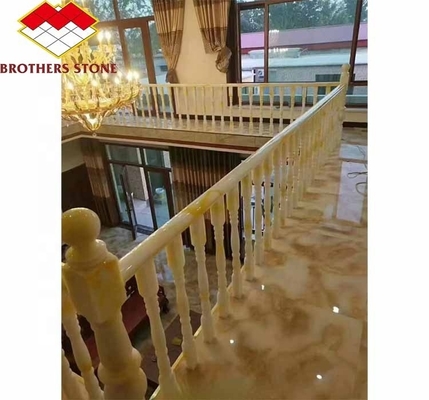 সিঁড়ি মাউন্ট করা মেঝে ওনিক্স মার্বেল এবং সাদা মার্বেল Balustrade বেঞ্চিং হেন্ডেল জন্য সিঁড়ি
