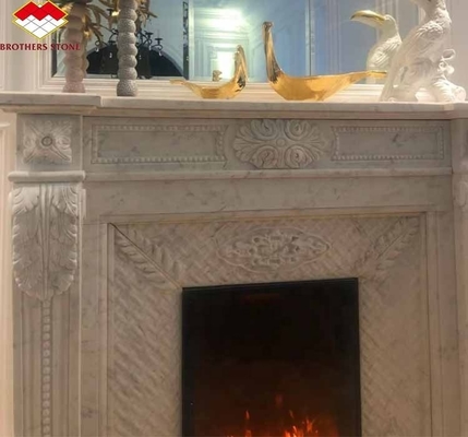 রিমোট কন্ট্রোল ছাড়াই ফাংশন ক্যারারা হোয়াইট টেবিল শীর্ষ ফায়ারপ্লেস ফ্রেম শেল্ফ সহ সন্নিবেশ