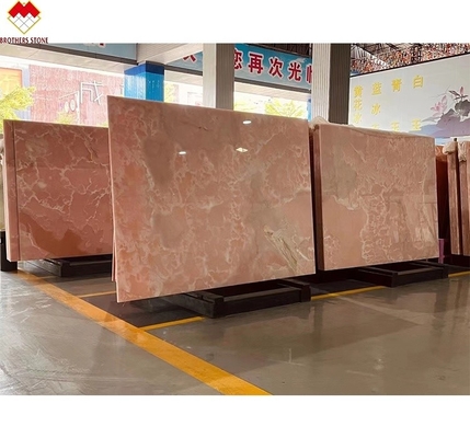 বিগ স্ল্যাব গোলাপী ওনিক্স পাথর স্বচ্ছ পাতলা গোলাপী গোলাপী জ্যাড কোয়ার্টজ ভিলার দেয়াল মেঝে জন্য