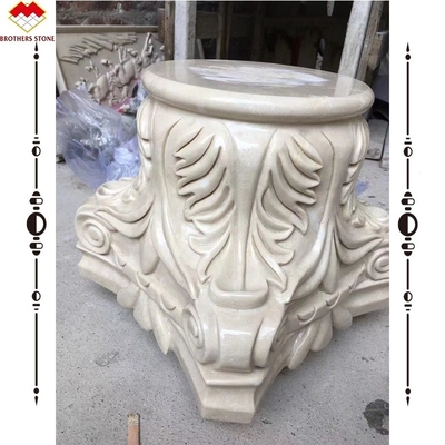 ওয়েস্টার্ন ডিজাইনের মার্বেল স্তম্ভের সজ্জা জন্য হাতে খোদাই করা মার্বেল বর্গাকার কলাম রাজধানী