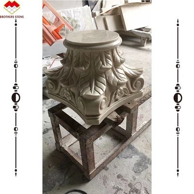 ওয়েস্টার্ন ডিজাইনের মার্বেল স্তম্ভের সজ্জা জন্য হাতে খোদাই করা মার্বেল বর্গাকার কলাম রাজধানী