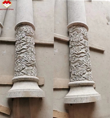 আমেরিকান স্টাইল গ্রানাইট মার্বেল কভারিং স্তম্ভ খোদাই ইউনফু বিক্রয় মধ্যে খালি বৃত্তাকার কলাম