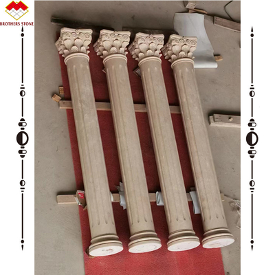 হোটেল সলিড বেজ ক্রিম পাথর রোমান মার্বেল স্তম্ভ ভাস্কর্য নকশা নির্মাণের জন্য