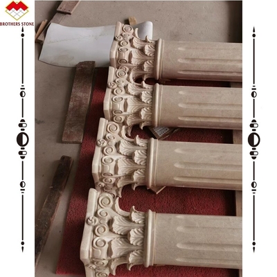 হোটেল সলিড বেজ ক্রিম পাথর রোমান মার্বেল স্তম্ভ ভাস্কর্য নকশা নির্মাণের জন্য