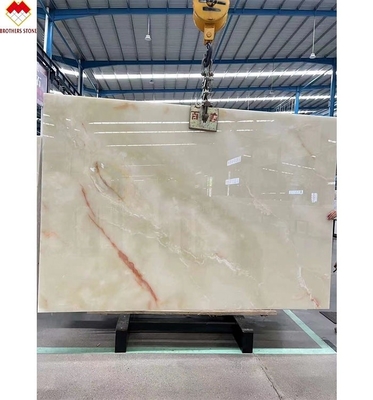 ব্যাকলাইট রয়েল হোয়াইট ওনিক্স মার্বেল স্ল্যাব কাস্টমাইজযোগ্য টেবিল কাউন্টারটপ এবং ওয়াল প্যানেলের জন্য