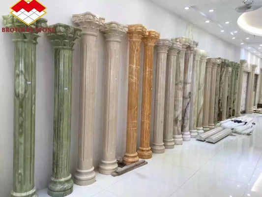 সজ্জা কালি সবুজ সাদা শিরা মার্বেল কলাম স্তম্ভ রোমান খালি 15-30mm বেধ