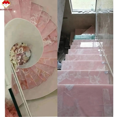 ব্যাকলিট গোলাপী অনিক্স পোরসেলান টাইল জ্যামিতিক নকশা হালকা গোলাপী গোলাপী টেবিল স্ল্যাব দাম পাইকারি স্বচ্ছ গোলাপী অনিক্স সিঁড়ি