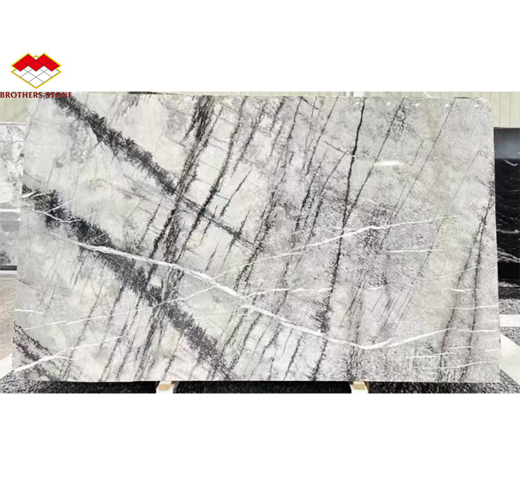 গ্রাফিক ডিজাইন লিভিং রুমের জন্য প্রাকৃতিক পাথর ইতালিয়ান সিলভার ফায়ার মার্বেল ফ্লোর টাইলস
