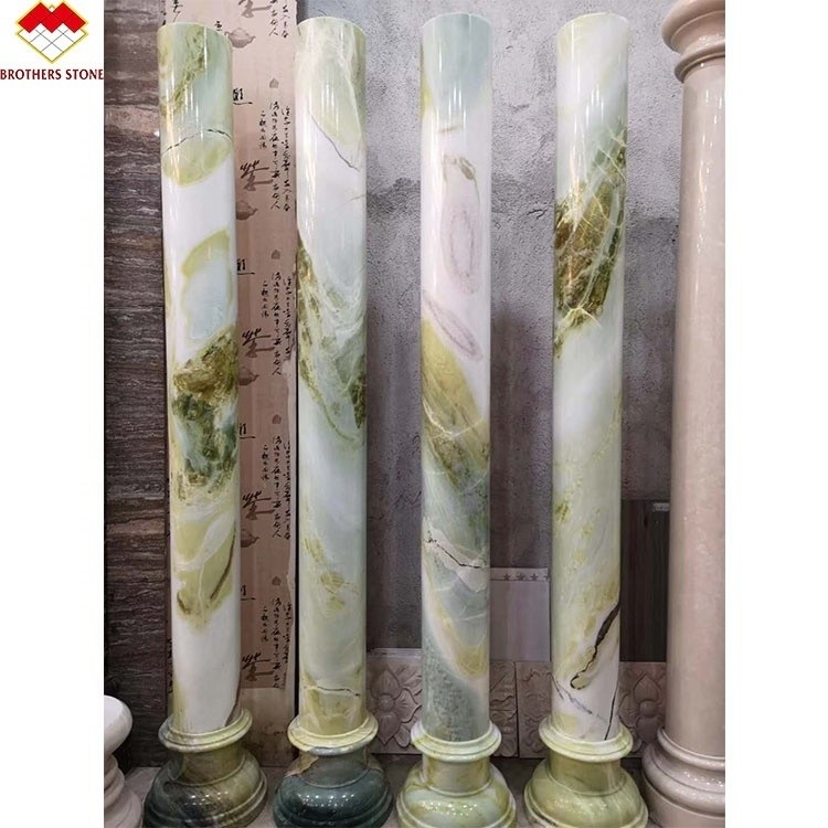 সজ্জা কালি সবুজ সাদা শিরা মার্বেল কলাম স্তম্ভ রোমান খালি 15-30mm বেধ